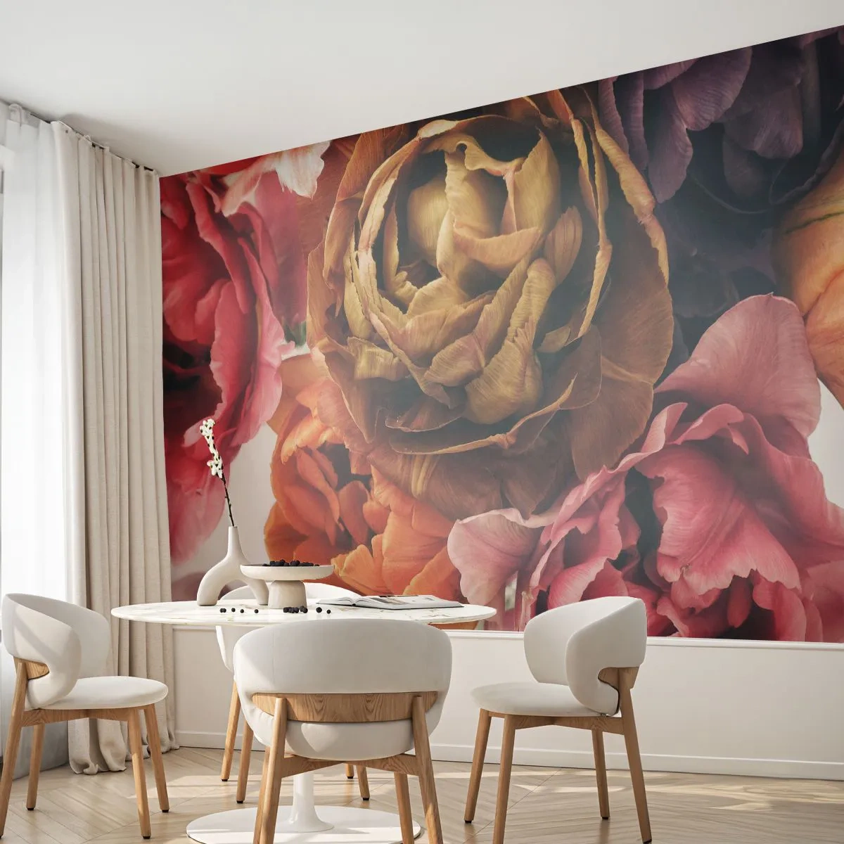 Fotótapéta Standard Eco - Egy csokor többszínű virág pasztellfényben - 100x70cm - Az élet ünnepe - Modern fali dekoráció nappalihoz és hálószobához ARTTOR