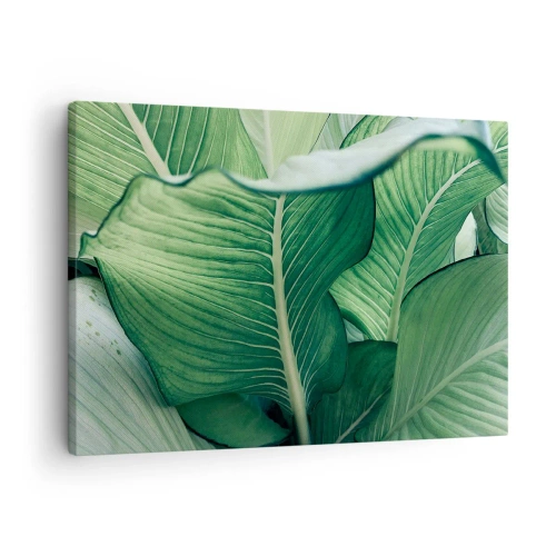 Vászonkép - Zöld levelek kifejező részletekkel és szerkezettel - 70x50cm - Intenzíven zöld élet - Modern fali dekoráció nappalihoz és hálószobához ARTTOR