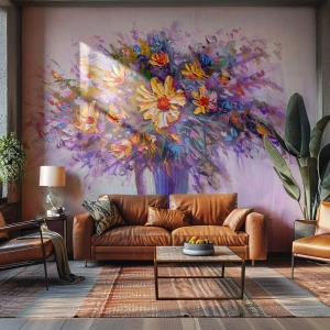 Fotótapéta Premium Canvas - Édes illata van, édesen néz ki - Virágok egy vázában, Darab, Csokor virág - 100x70 cm