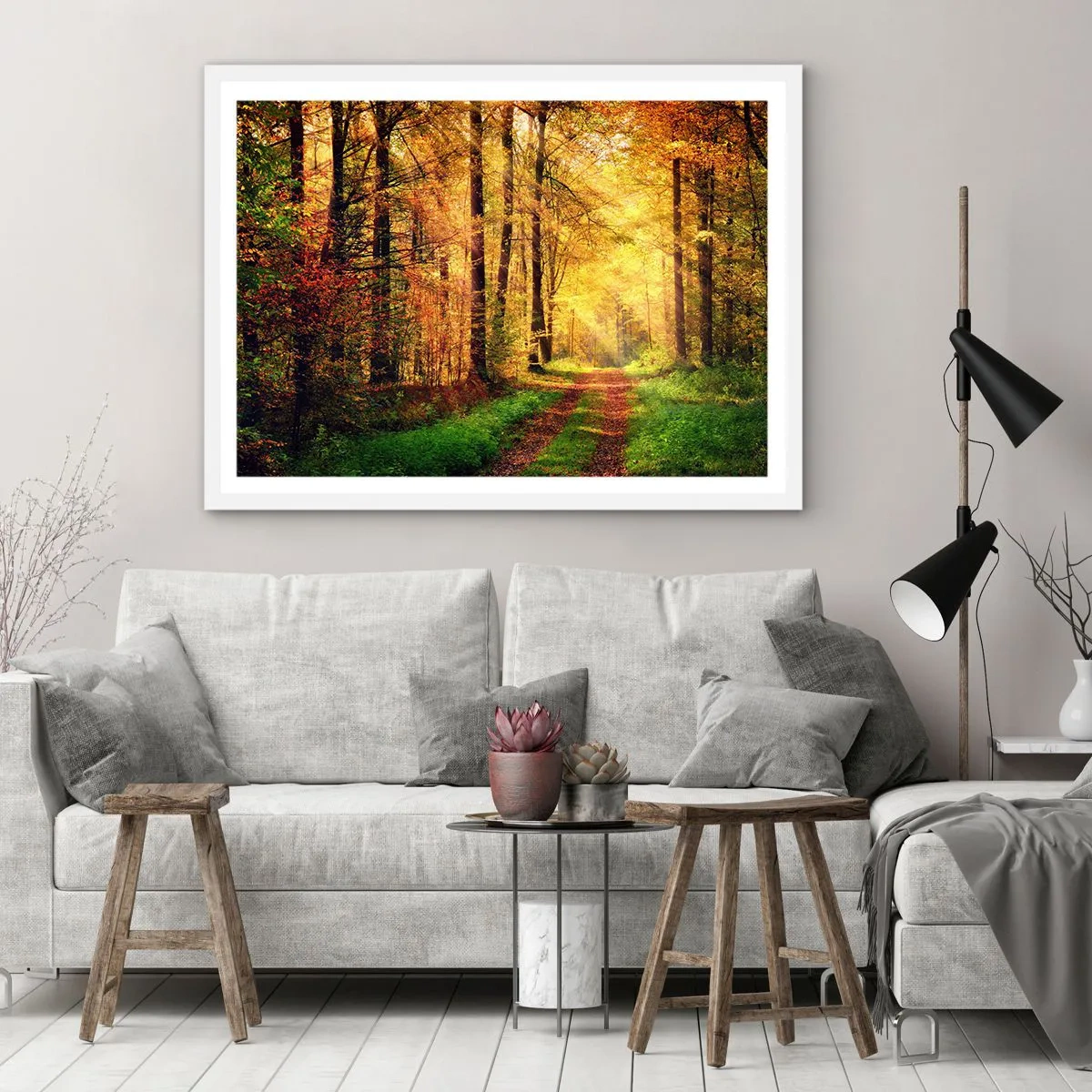 Poszter fekete keretben - Erdei, arany csend - 40x30 cm