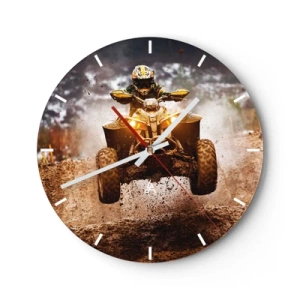Falióra, Óra - Egy quad mozgásban egy sáros pályán, dinamikus terepjárás - 30x30cm - No risk no fun - Modern fali dekoráció nappalihoz, konyhához és hálószobához ARTTOR