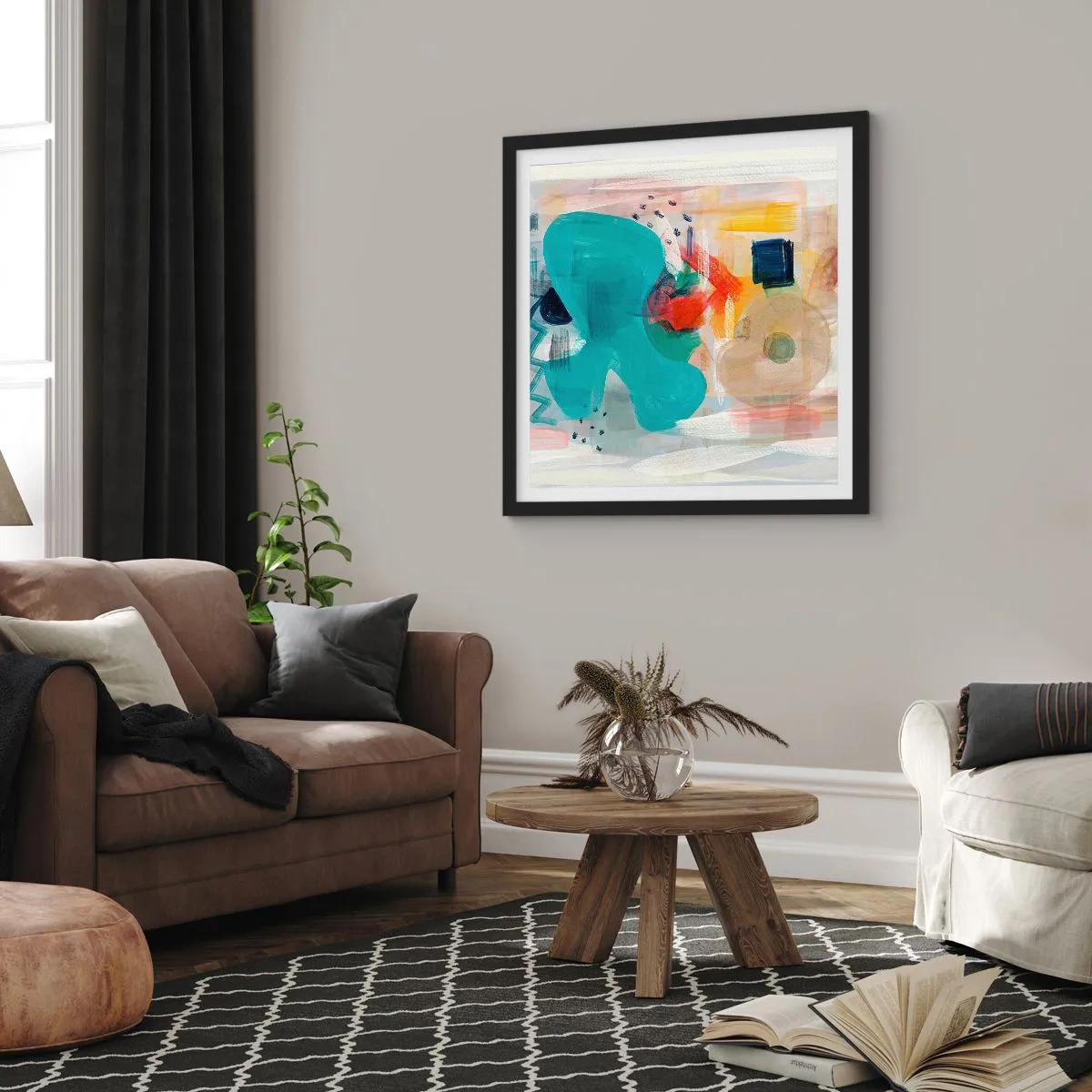 Poszter fehér keretben - Színes játék - 30x30 cm