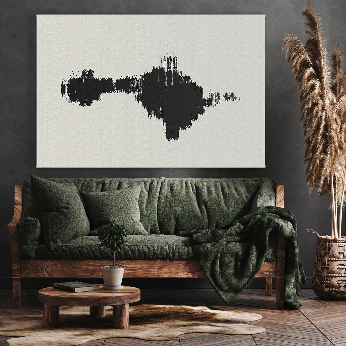Vászonkép - Egy hanghullámra emlékeztető absztrakt motívum minimalista stílusban. - 70x50cm - A képzelet rezgései - Modern fali dekoráció nappalihoz és hálószobához ARTTOR