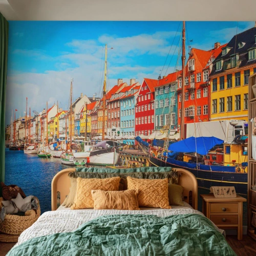 Fotótapéta Standard Eco - Örömteli rakpart - Koppenhága, Óváros, Építészet - 300x210 cm