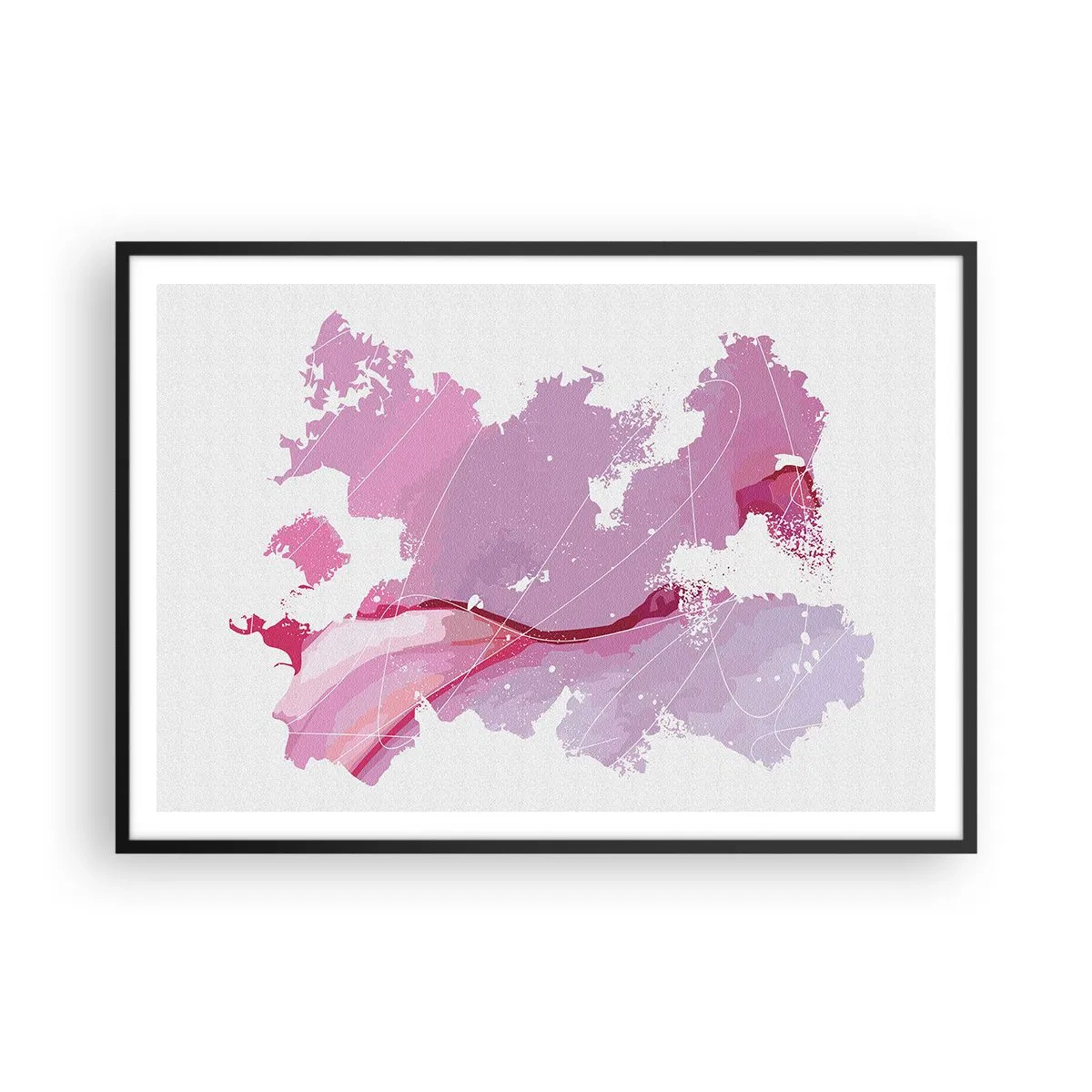 Poszter fehér keretben - Egy rózsaszín világ térképe - 100x70 cm