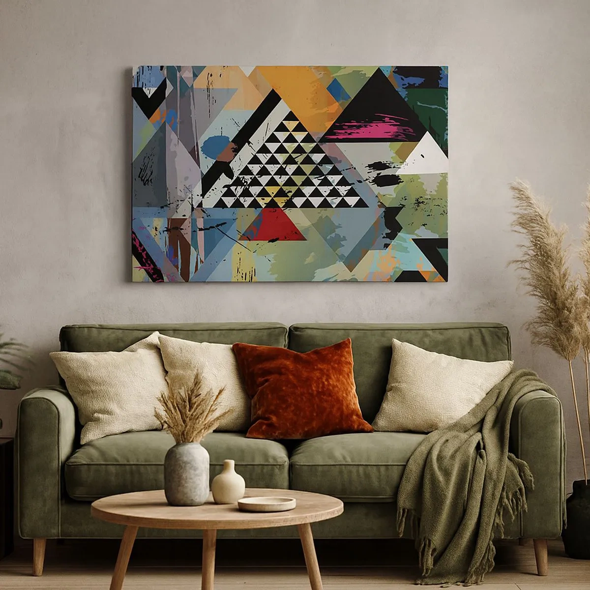 Vászonkép - Geometriai formák és színek absztrakt kompozíciója. - 70x50cm - Milyen egyszerű - Modern fali dekoráció nappalihoz és hálószobához ARTTOR
