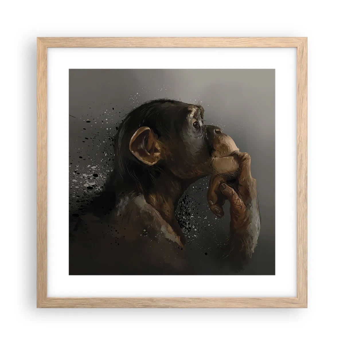 Poszter világos tölgy keretben - Biztosan gondolkodó - 40x40 cm