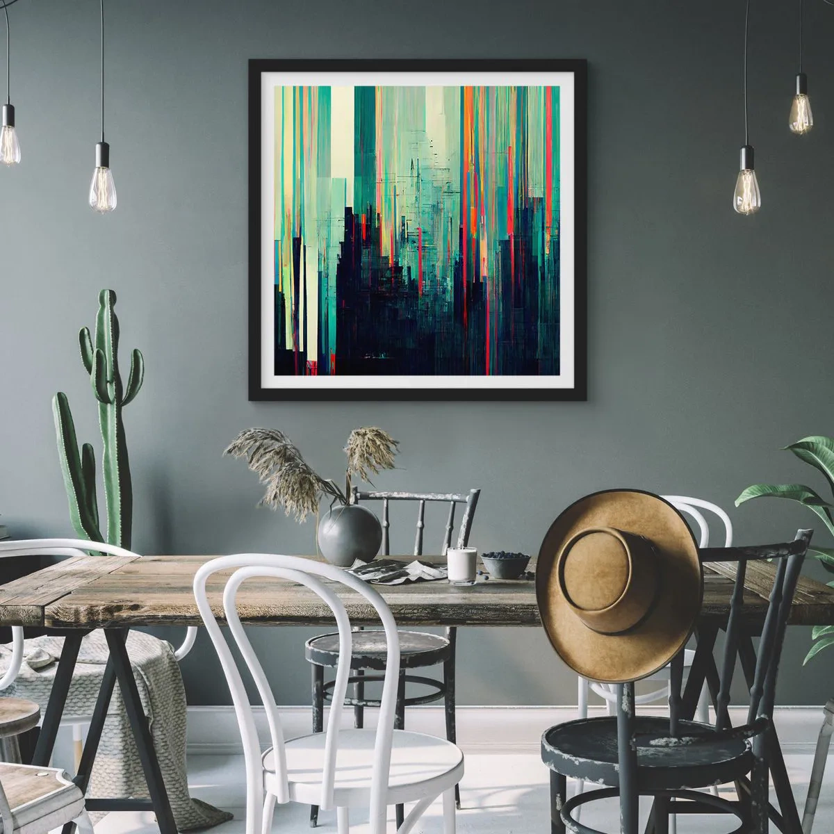 Poszter fehér keretben - Futurisztikus város - 60x60 cm