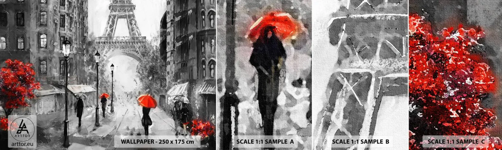 Fotótapéta Minta Öntapadós Deluxe Sticker - Minden út hozzá vezet - Város, Párizs, Eiffel-torony - 100x30 cm