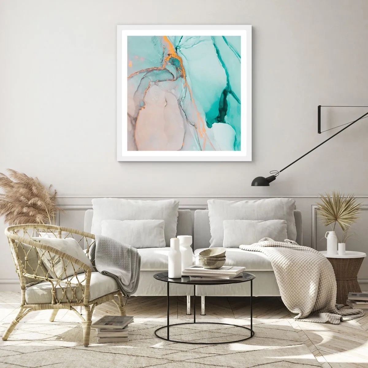 Poszter fekete keretben - Formák és színek tánca - 40x40 cm