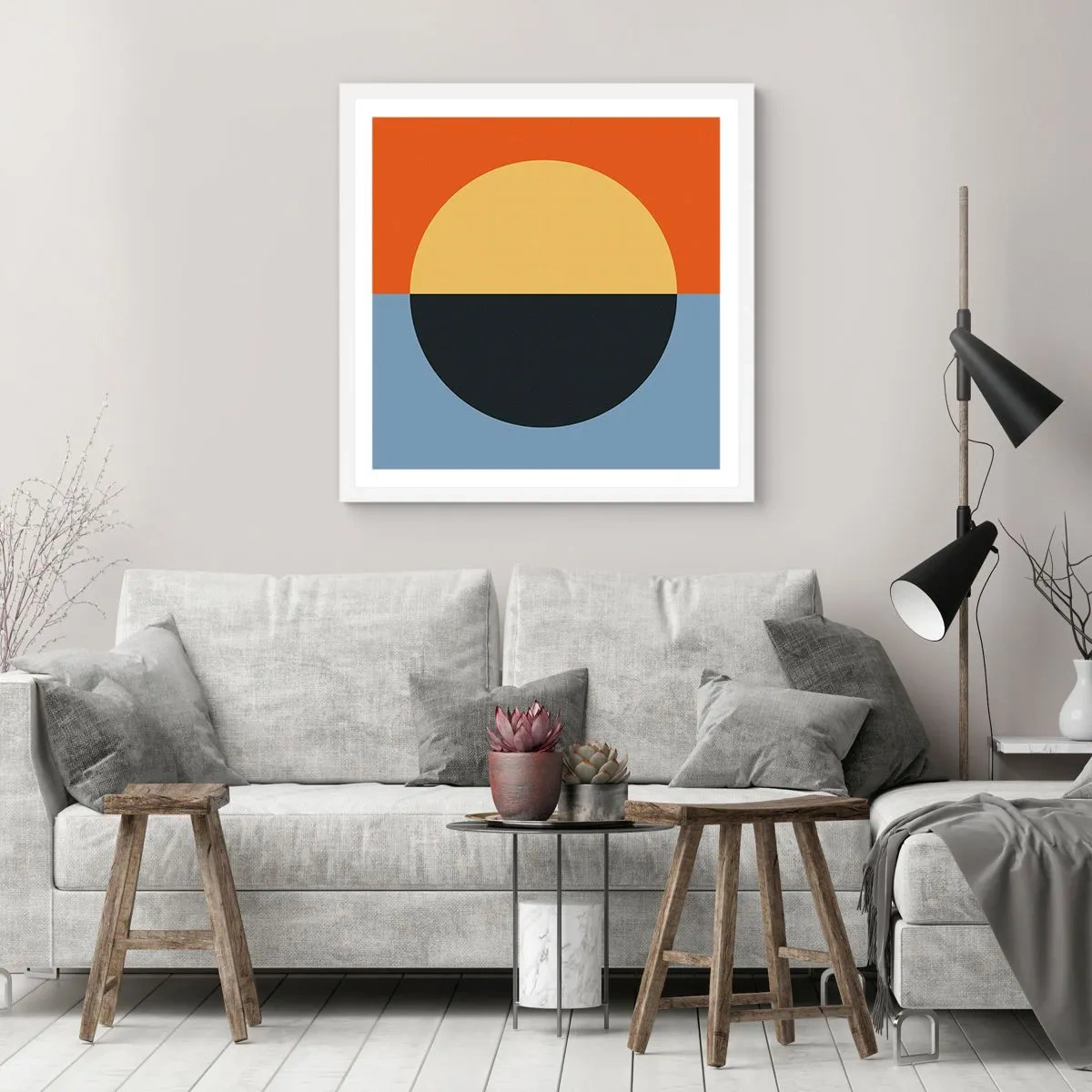 Poszter fekete keretben - A meleg és a hideg kompozíciója - 40x40 cm