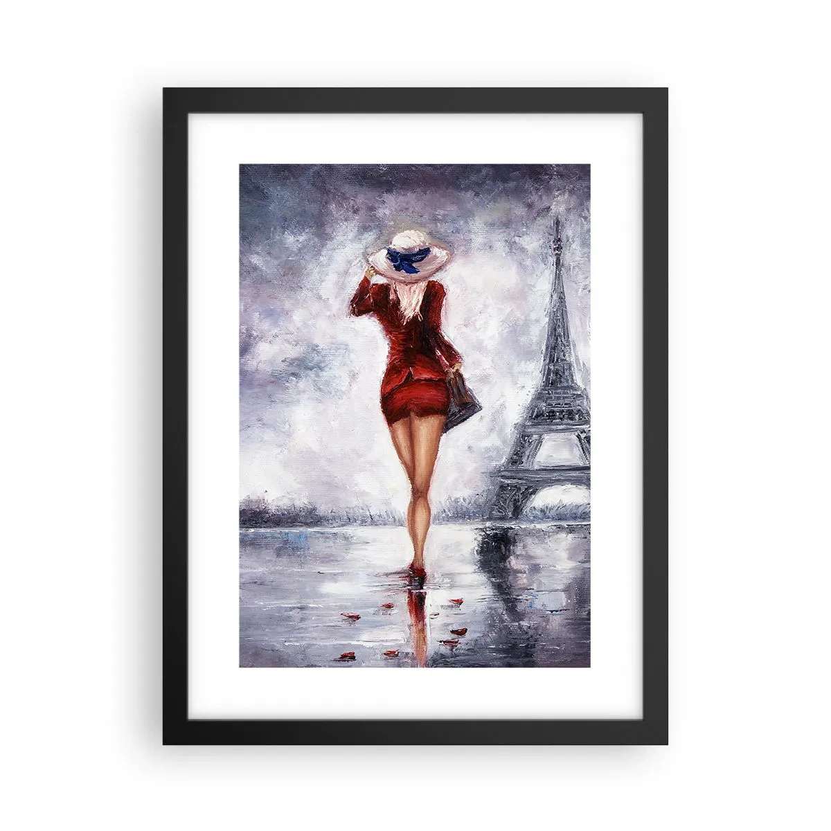 Poszter fehér keretben - Párizsi szimbólumok - 30x40 cm