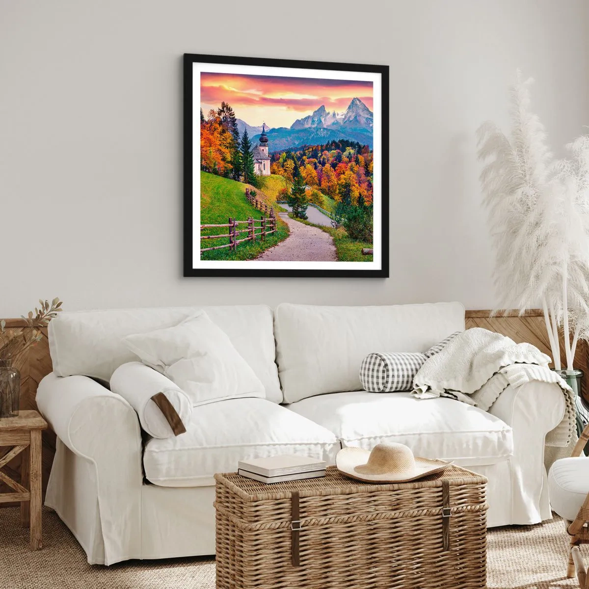 Poszter fehér keretben - Tájképszerű festmény - 60x60 cm