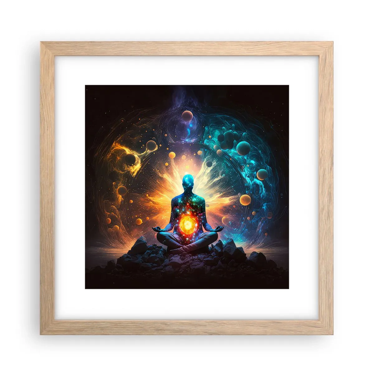 Poszter világos tölgy keretben - Kozmikus nyugalom - 30x30 cm
