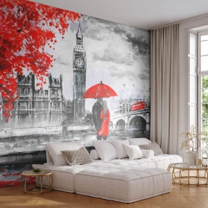 Fotótapéta Premium Sand - Szerelmesek Londonban - Város, London, Szerelmes pár - 200x140 cm