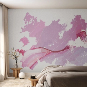 Fotótapéta Premium Sand - Egy rózsaszín világ térképe - Minimalizmus, Pasztell, Térkép - 100x70 cm
