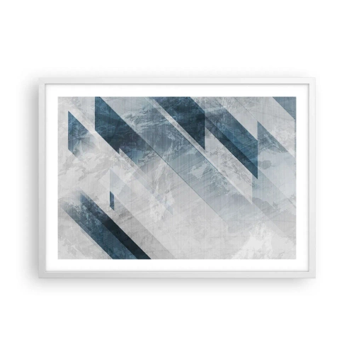 Poszter fekete keretben - Térkompozíció - szürke mozgás - 70x50 cm