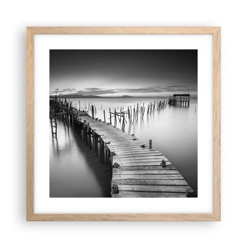 Poszter világos tölgy keretben - Egy elfeledett part békéje - 40x40 cm