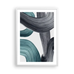 Poszter fekete keretben - Smaragdzöld és fekete nyomok - 50x70 cm