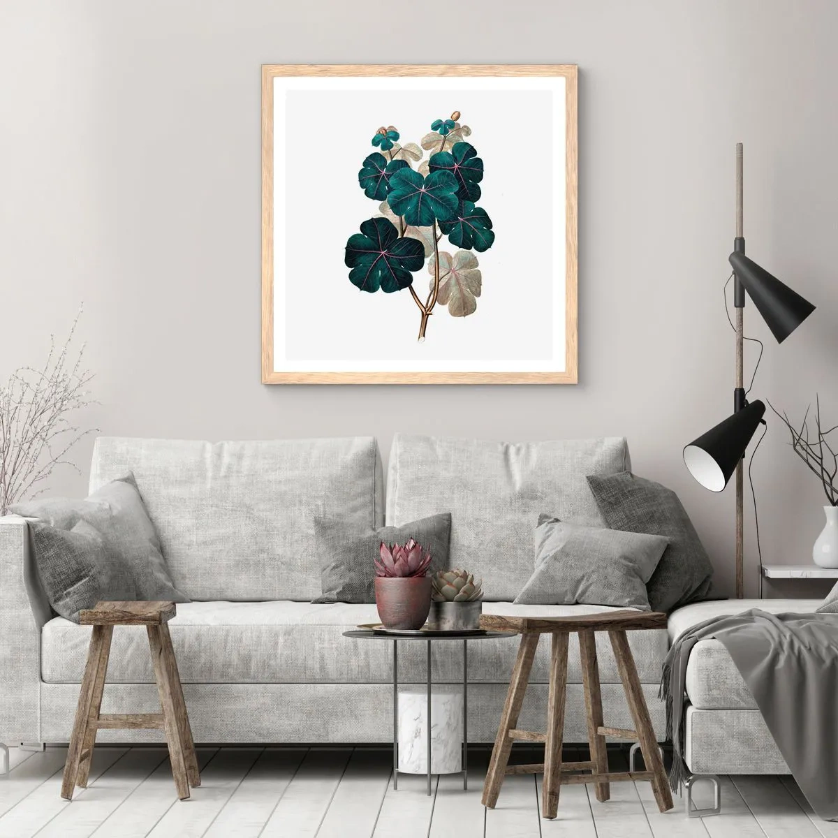 Poszter világos tölgy keretben - Egy régi herbáriumból - 50x50 cm