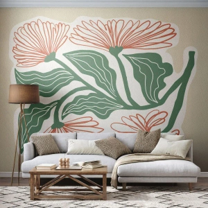 Öntapadós Fotótapéta Deluxe Sticker - Népi és modern - Boho, Virágok, Minimalizmus - 300x210 cm