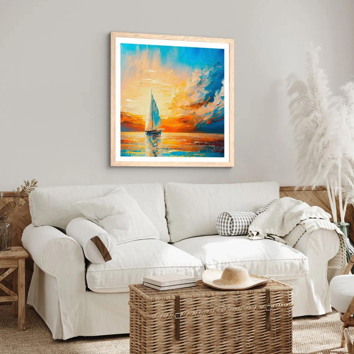 Poszter világos tölgy keretben - Aranyban vitorlázva - 40x40 cm