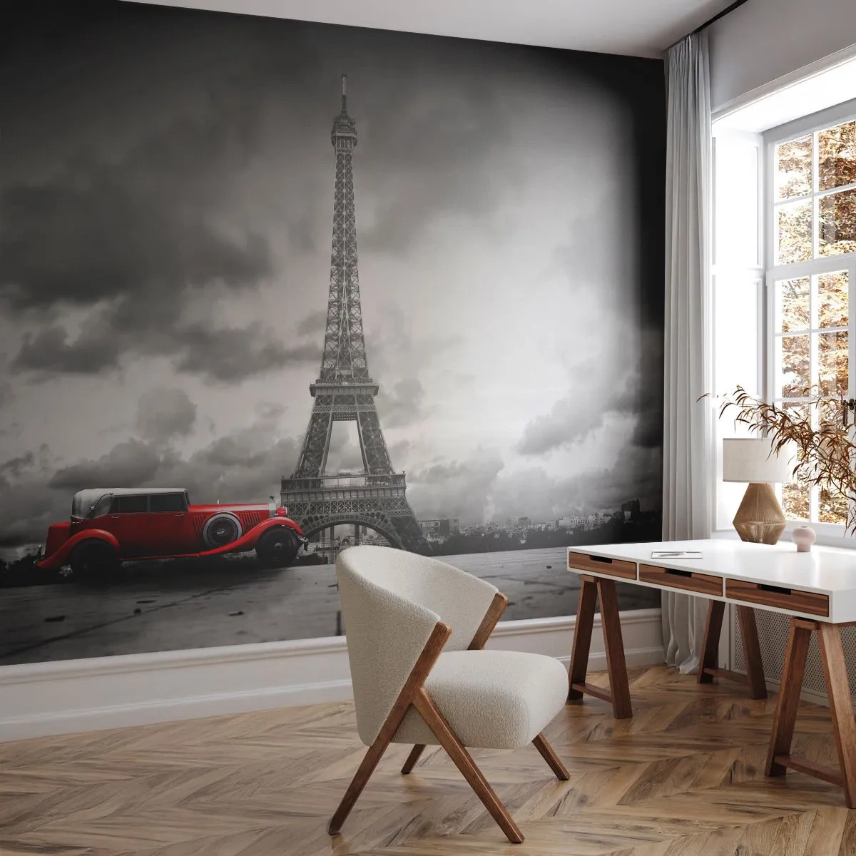 Fotótapéta Premium Canvas - Nem olyan régen a Párizsban - Autóipari, Eiffel-torony, Párizs - 250x175 cm
