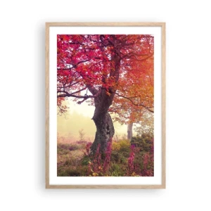 Poszter világos tölgy keretben - Virágzás őrülete - 50x70 cm