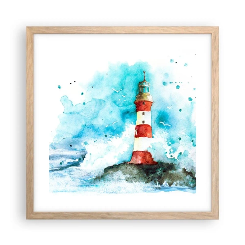 Poszter világos tölgy keretben - Az elemek egysége - 40x40 cm