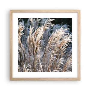 Poszter világos tölgy keretben - Zúzmarába öltözött - 40x40 cm
