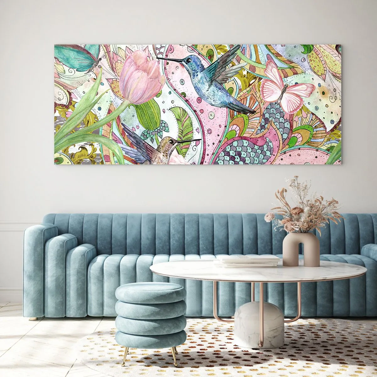 Üveg kép - Szőlőbe gabalyodva - 100x40 cm