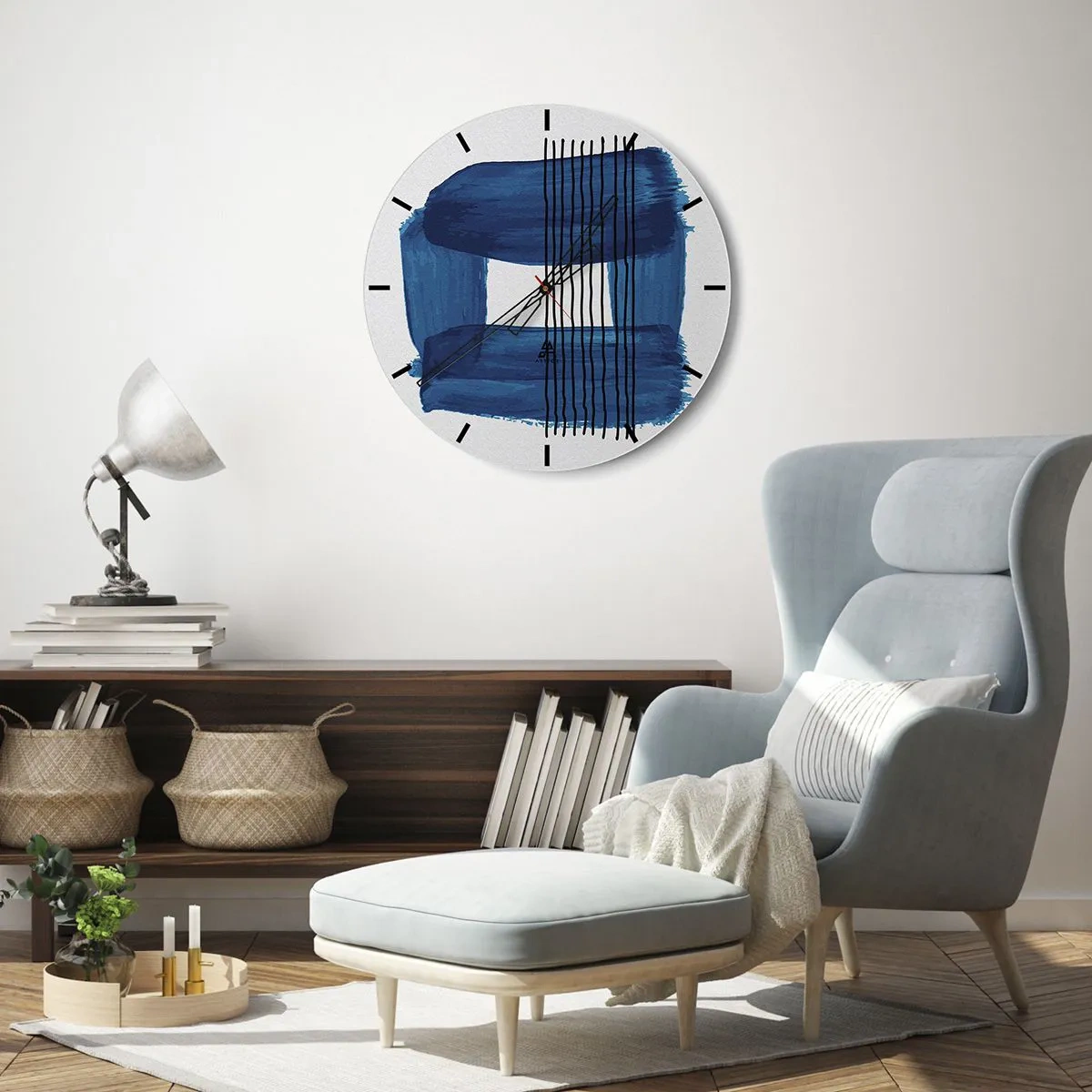 Falióra, Óra - Kékes-fekete - 30x30 cm