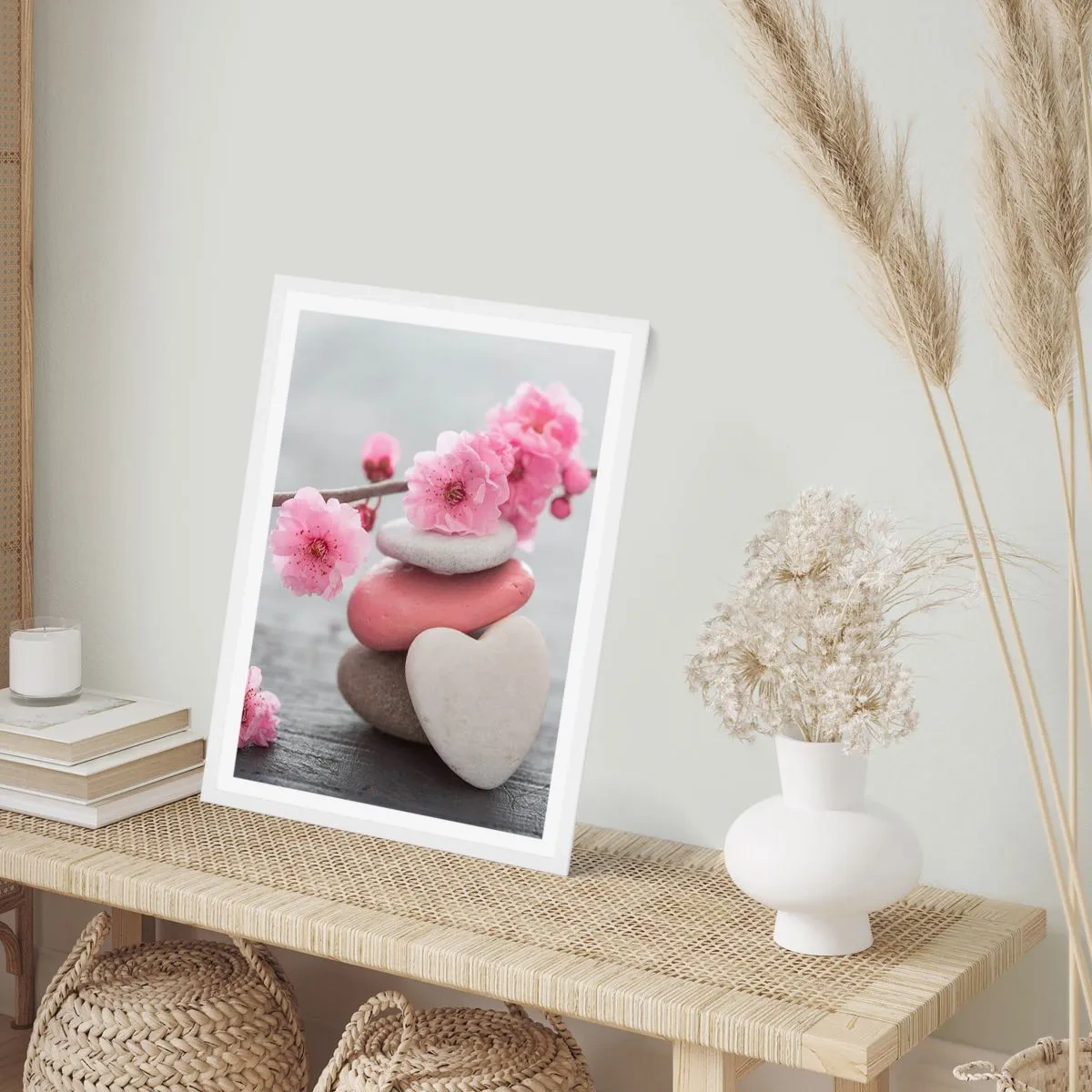 Poszter fekete keretben - Boldogság a cseresznyevirággal - 70x100 cm