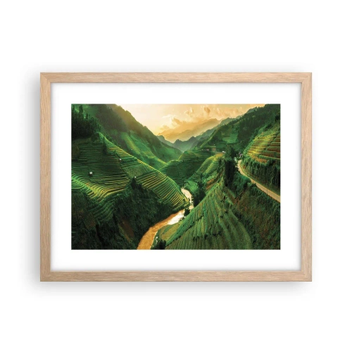 Poszter világos tölgy keretben - Vietnámi völgy - 40x30 cm