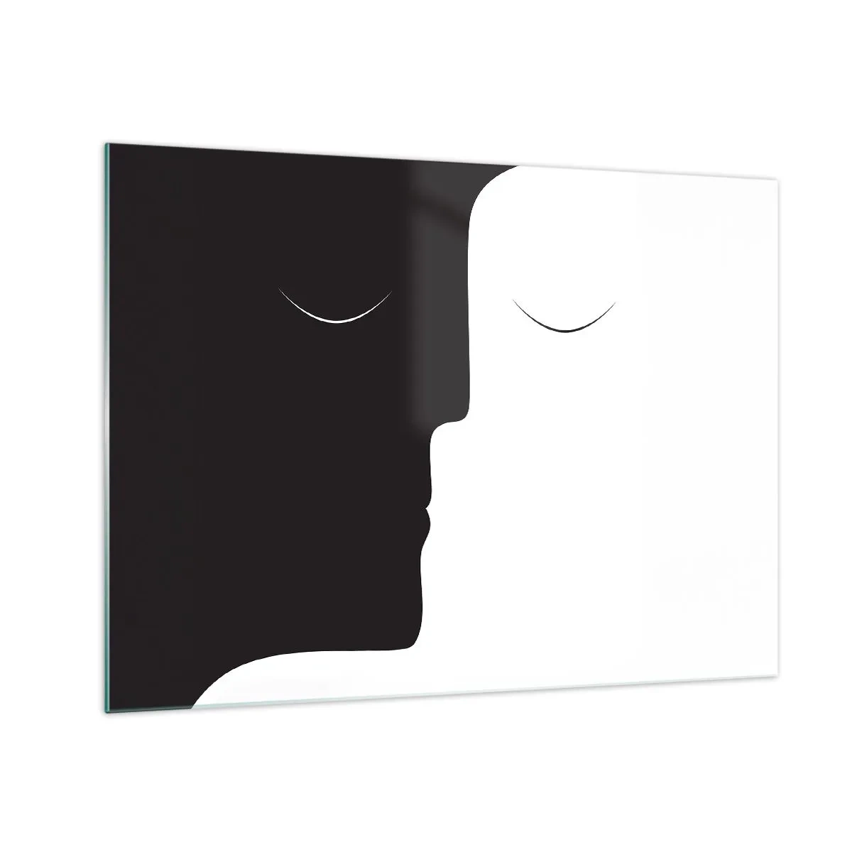 Üveg kép - Minimalista fekete-fehér arcok alkotnak egységet - 70x50cm - Az ellentétek egysége - Modern fali dekoráció nappalihoz és hálószobához ARTTOR