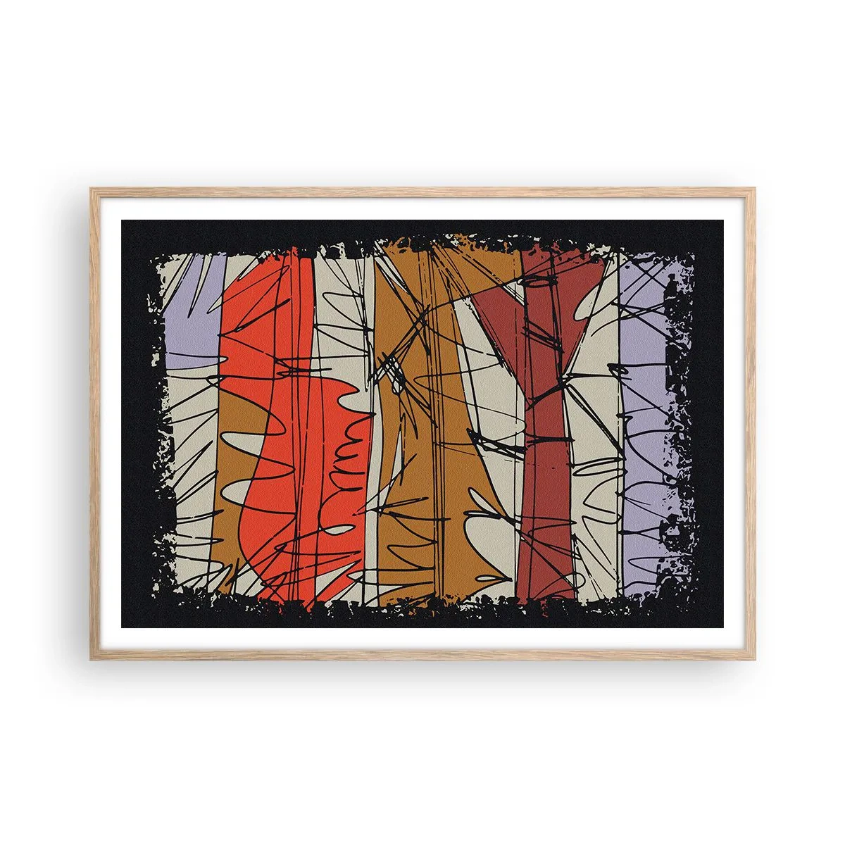 Poszter világos tölgy keretben - Spontán kompozíció - 100x70 cm