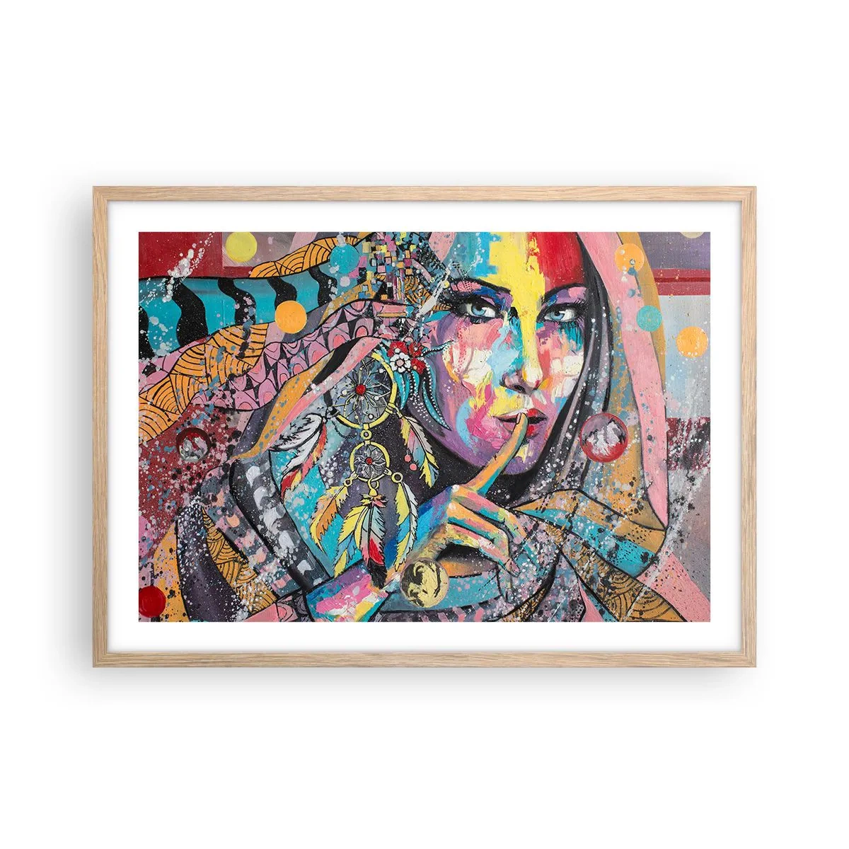 Poszter világos tölgy keretben - Maradj csendben, amíg meg nem érted - 70x50 cm