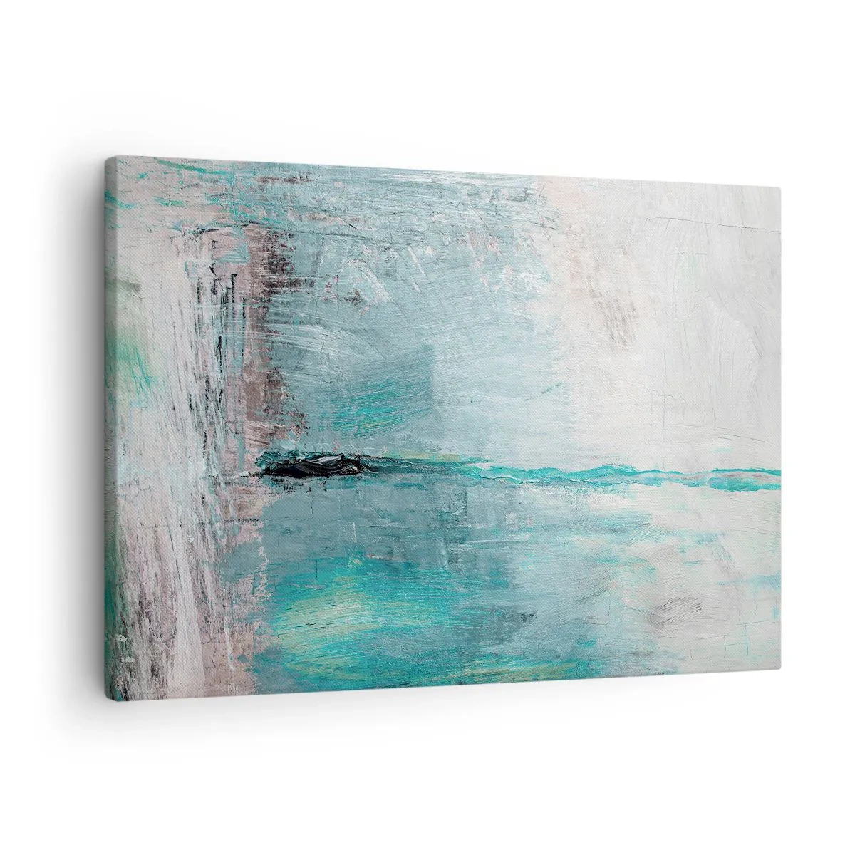 Vászonkép - Absztrakció türkiz és szürke árnyalatokban - 70x50cm - Vízszintesen kék színben - Modern fali dekoráció nappalihoz és hálószobához ARTTOR