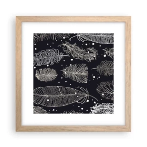 Poszter világos tölgy keretben - Tollas csipke - 30x30 cm