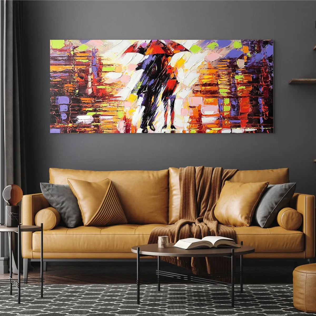 Üveg kép - Együtt az éjszakában és az esőben - 100x40 cm
