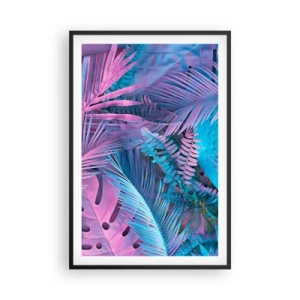 Poszter fehér keretben - Trópusok rózsaszínben és kékben  - 61x91 cm