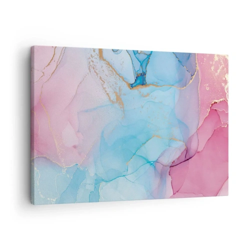 Vászonkép - Absztrakt pasztell minták arany díszítéssel - 70x50cm - Találkozás és átjutás - Modern fali dekoráció nappalihoz és hálószobához ARTTOR