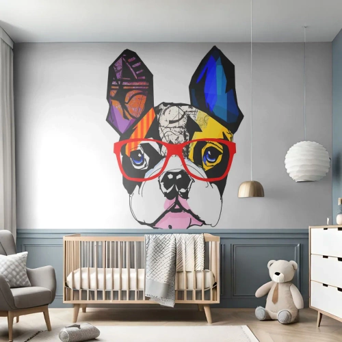 Fotótapéta Premium Sand - Értelmiségi - Absztrakció, Kutya, Francia bulldog - 100x70 cm