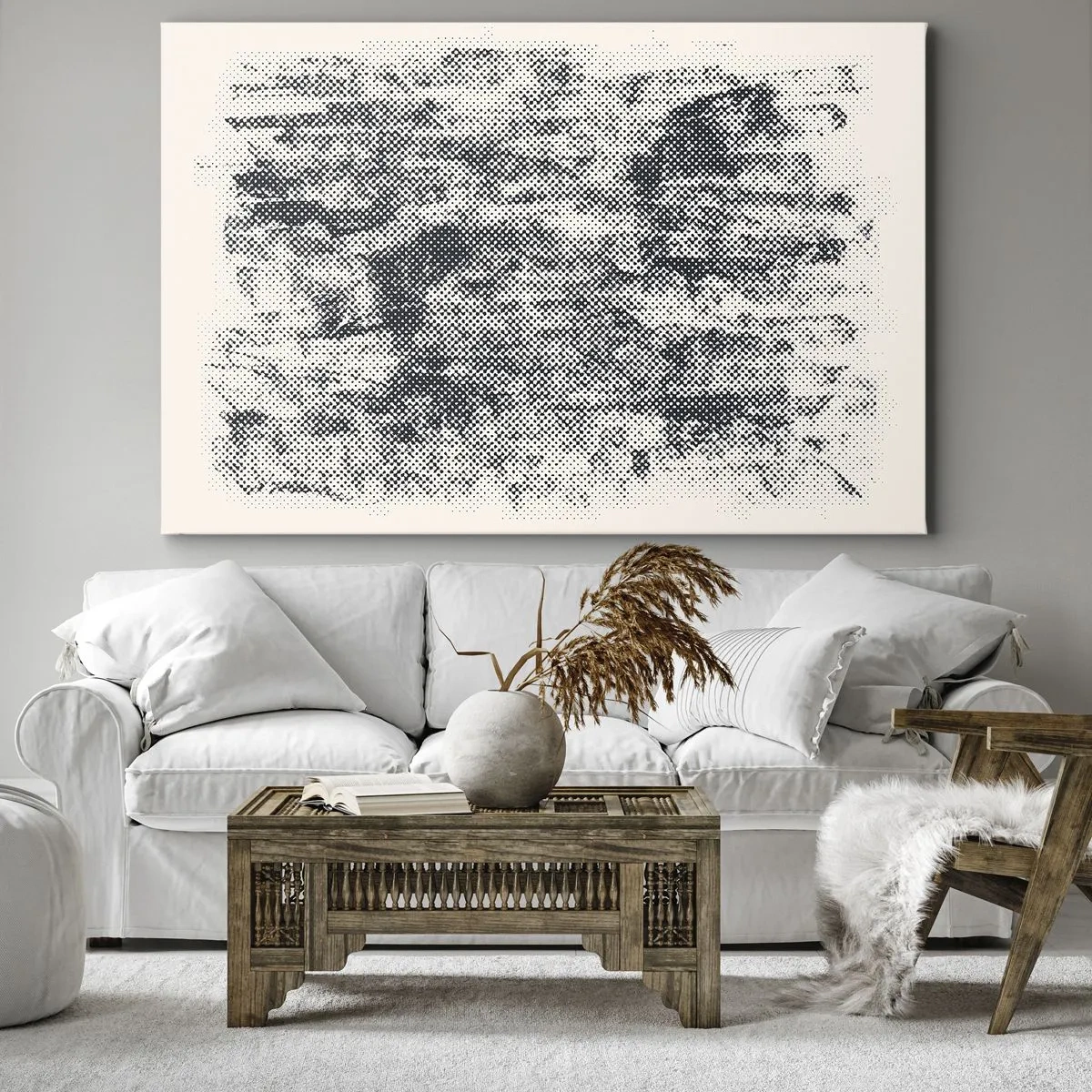 Vászonkép - Absztrakt ködös kompozíció szürke árnyalatokban - 70x50cm - Ködös kompozíció - Modern fali dekoráció nappalihoz és hálószobához ARTTOR