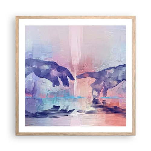 Poszter világos tölgy keretben - Az élet isteni szikrája - 60x60 cm