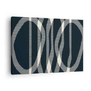 Vászonkép - Geometriai vonalak világos árnyalatokban sötét háttéren - 70x50cm - Sötétség megtörése kísérlete - Modern fali dekoráció nappalihoz és hálószobához ARTTOR
