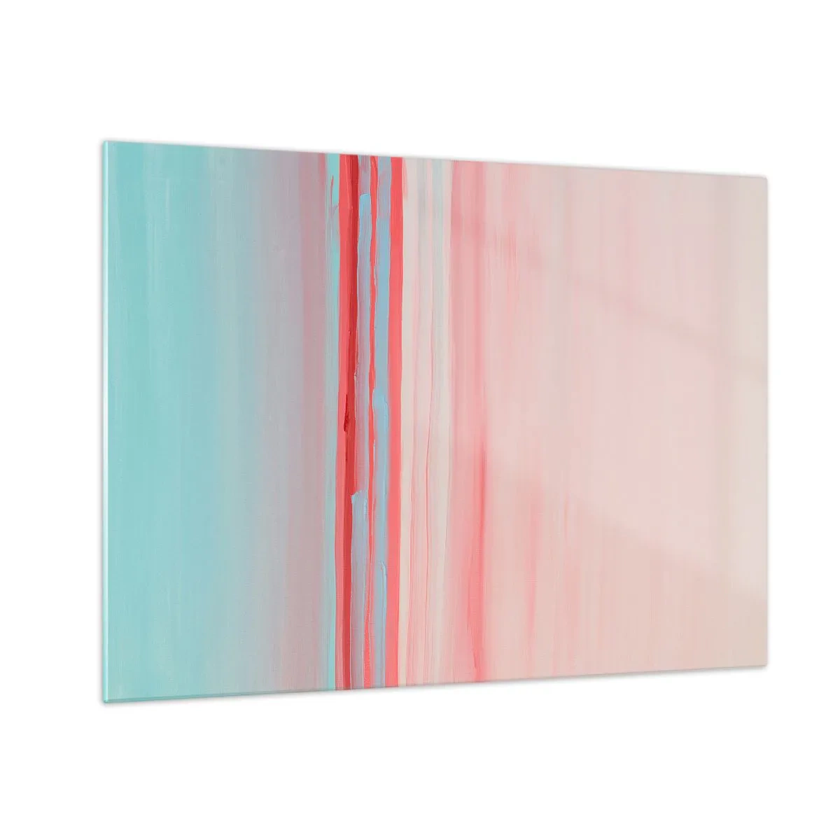 Üveg kép - Függőleges csíkok pasztell rózsaszín és kék árnyalatokban - 70x50cm - Absztrakció hajnalban - Modern fali dekoráció nappalihoz és hálószobához ARTTOR