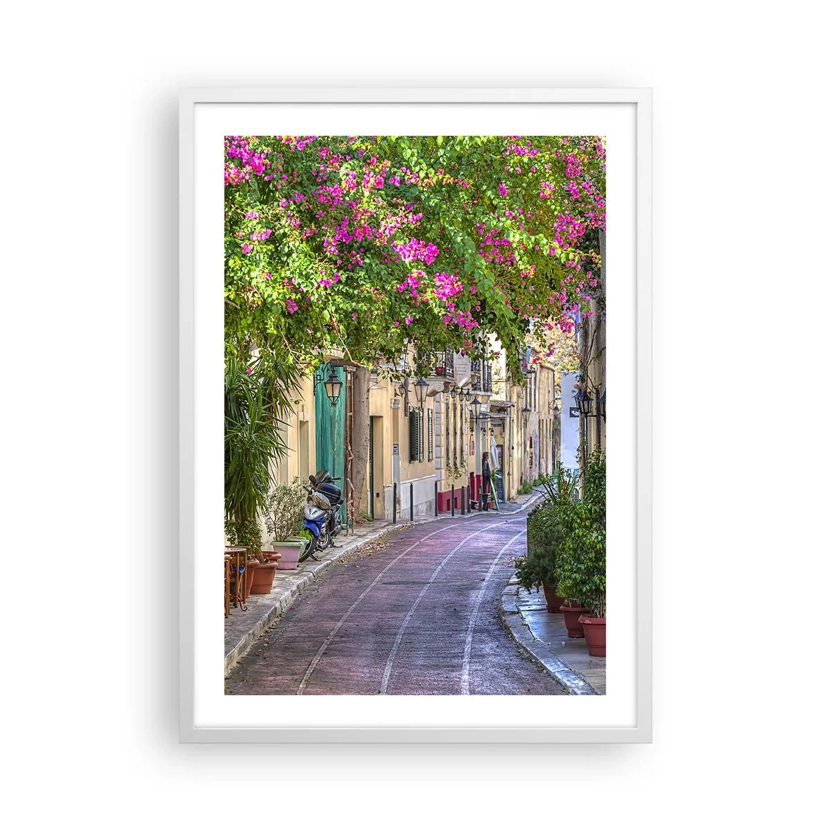 Poszter fekete keretben - Virágzó sikátor - 50x70 cm