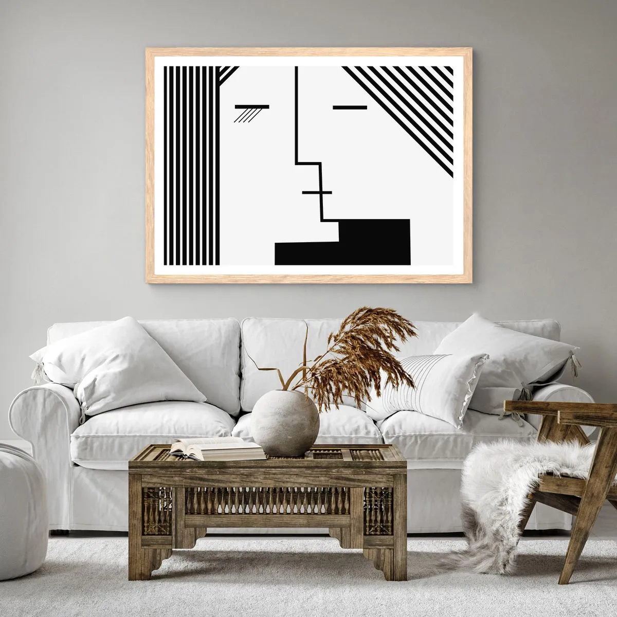 Poszter világos tölgy keretben - Egyszerűen egy csók - 100x70 cm