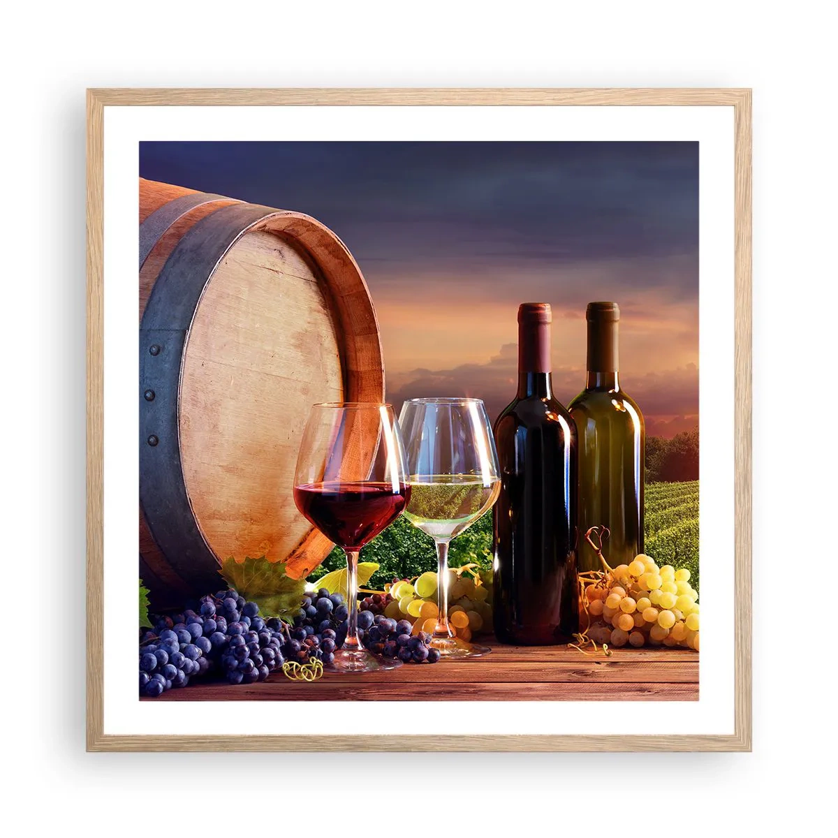 Poszter világos tölgy keretben - Az életnek itt íze van - 60x60 cm